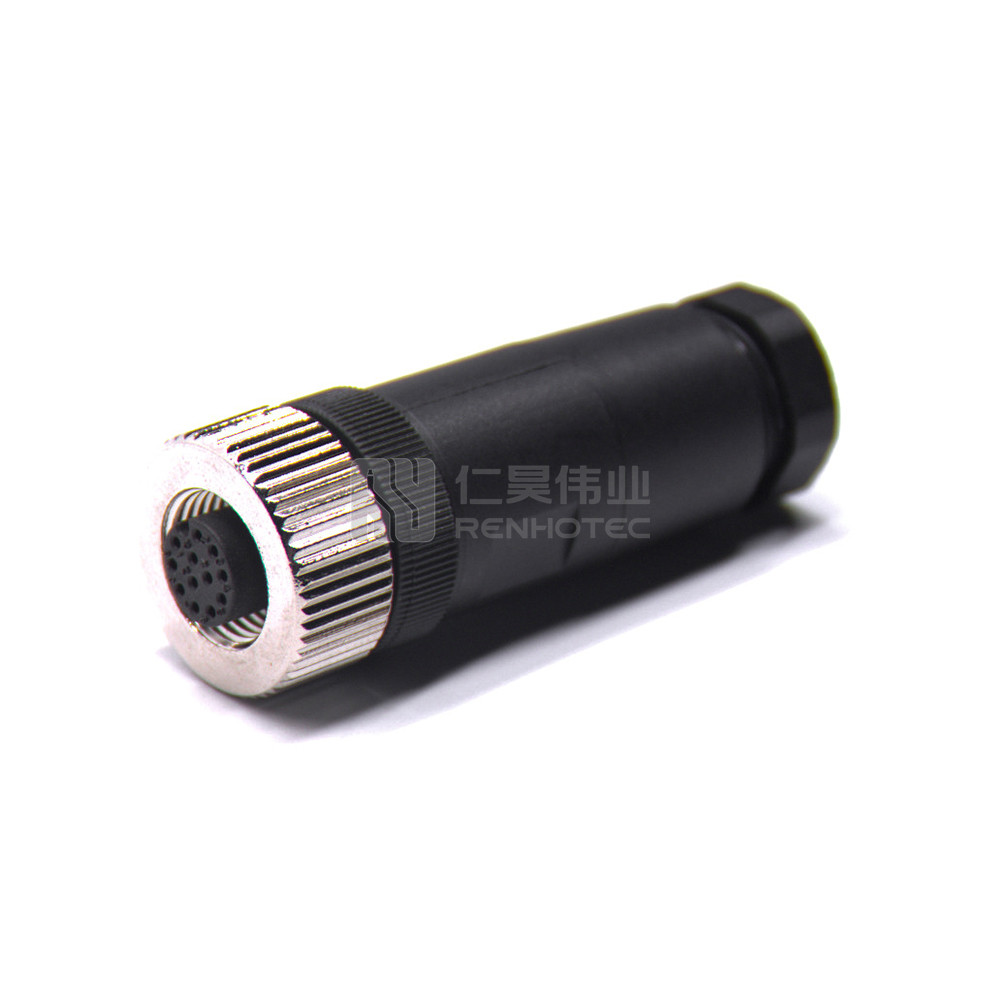 Circular Connectors M12 Female Straight Plug 12 Female Pin A Code Screw ...