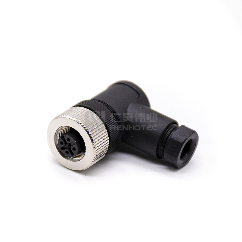 Circular Connectors M12 Female Right Angle Plug 5 Pin A Code Screw ...