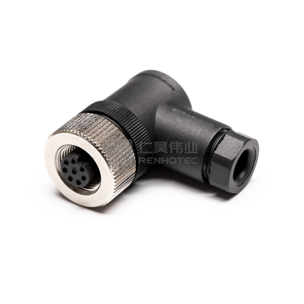 Circular Connectors M12 Female Right Angle Plug 8 Female Pin A Code ...