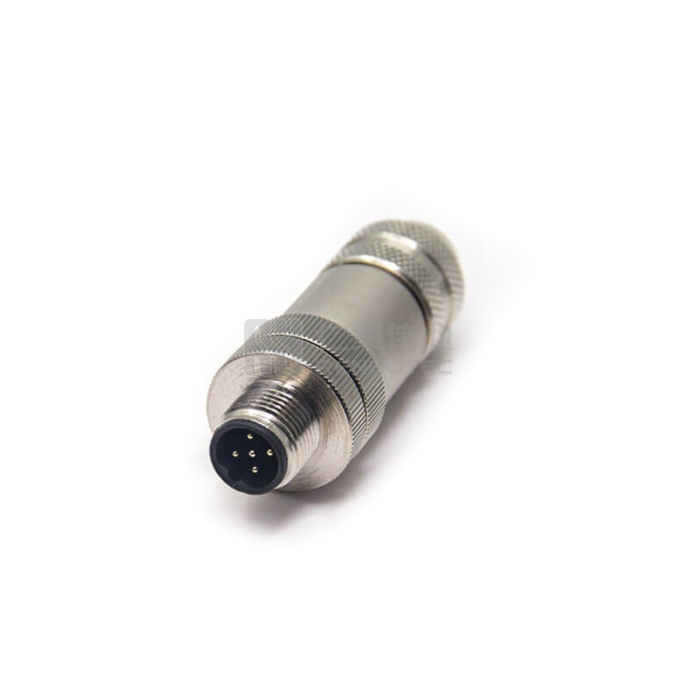 Circular Connectors M12 Male Straight Plug 5 Pin B Code Screw Contacts ...