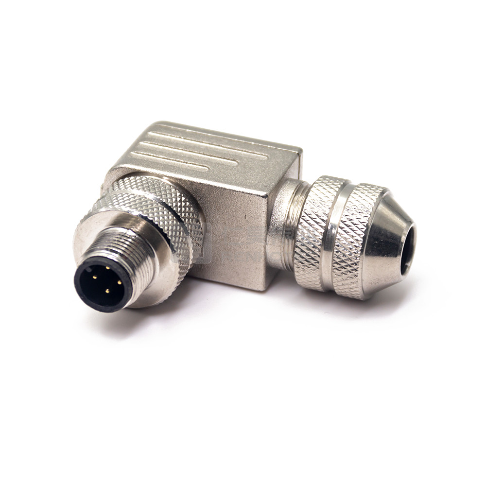 Circular Connectors M12 Male Right Angle Plug 4 Pin A Code Screw ...